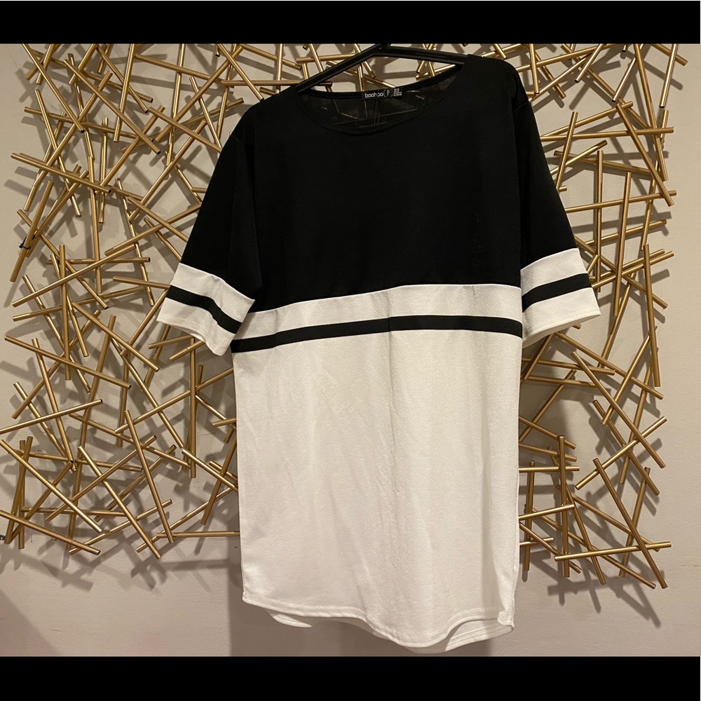 Boohoo Black and White Oversized Shirt